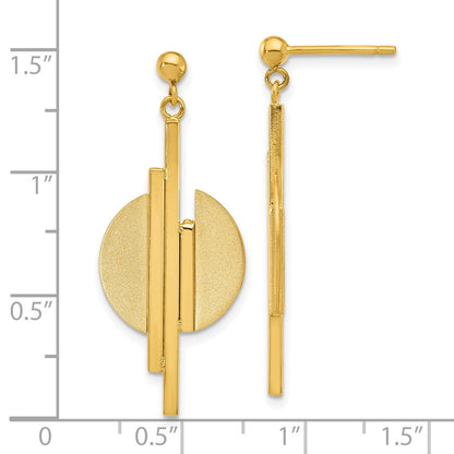 14K Gelbgold Poliert und Gebürstet Hängend Ohrstecker
