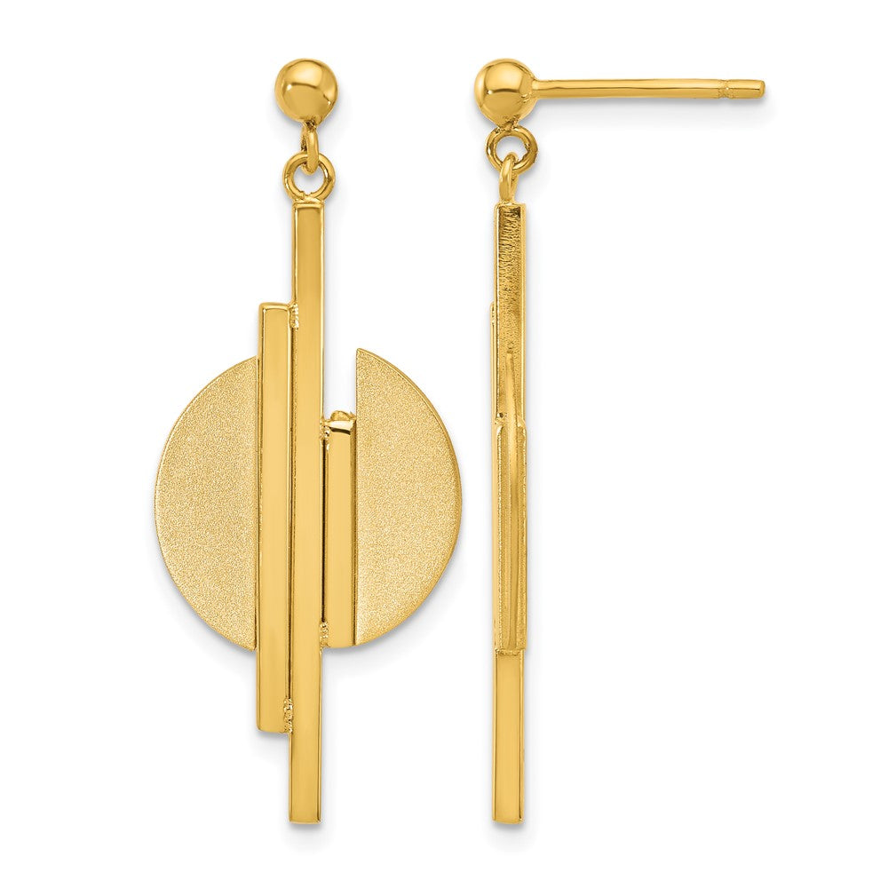 14K Gelbgold Poliert und Gebürstet Hängend Ohrstecker