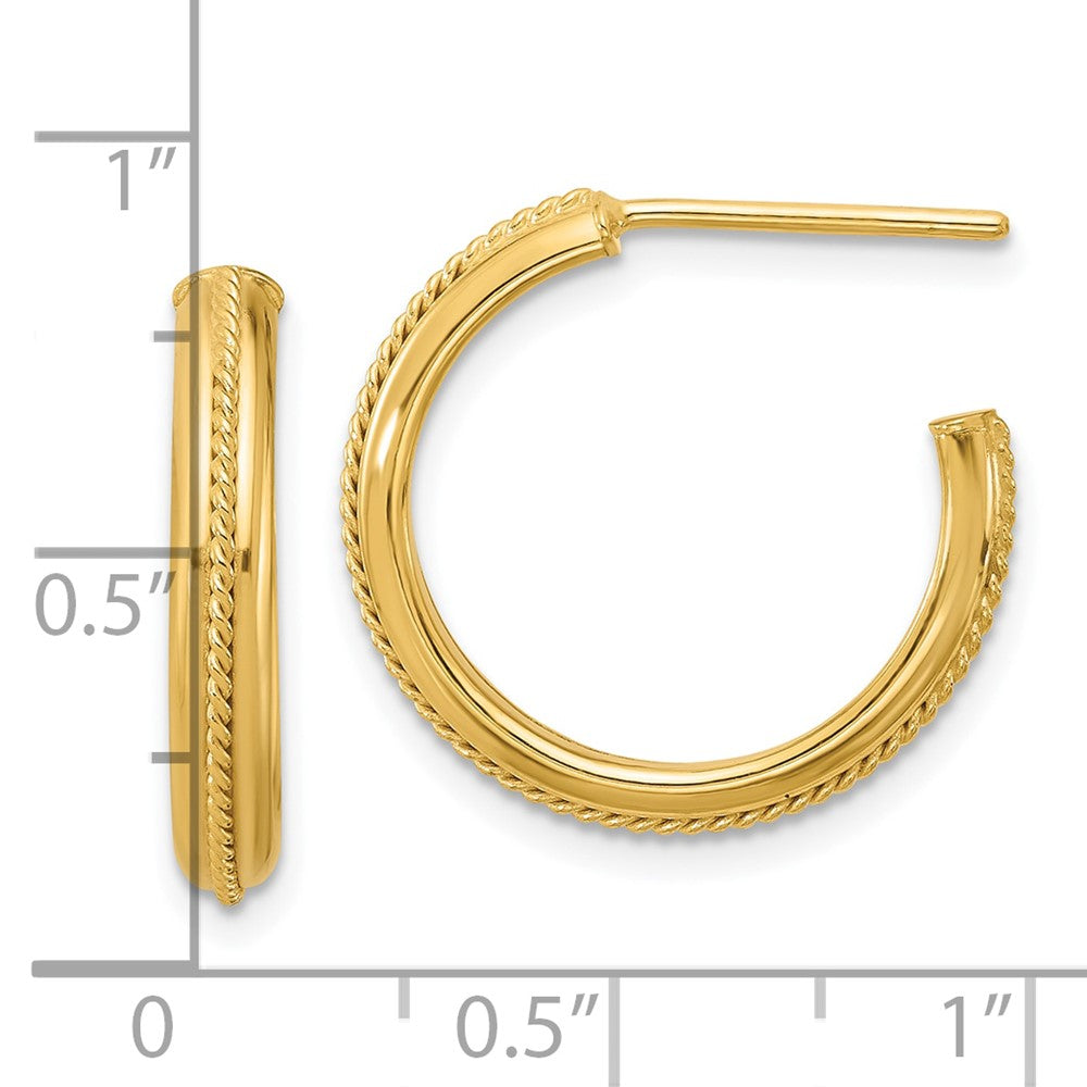 14K Gelbgold Poliert und Strukturiert Rund J Creolen
