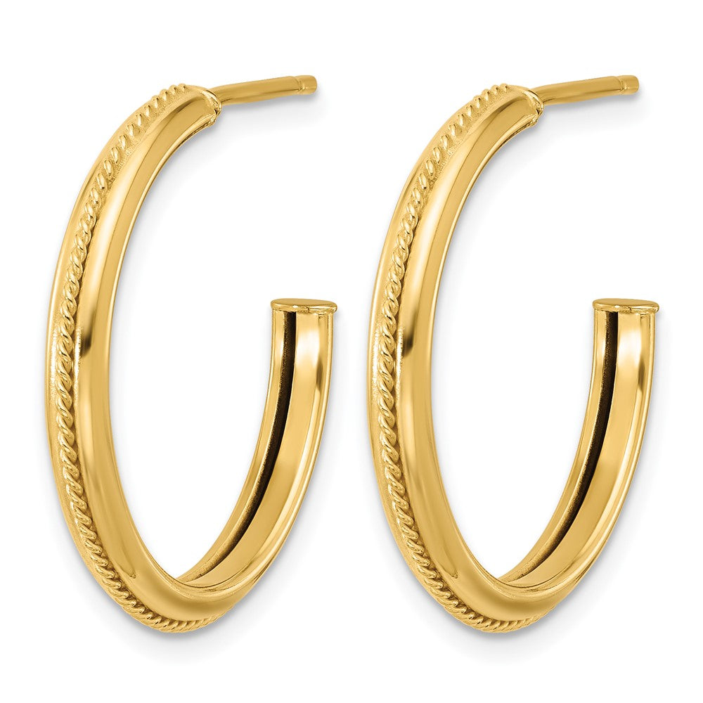 14K Gelbgold Poliert und Strukturiert Rund J Creolen