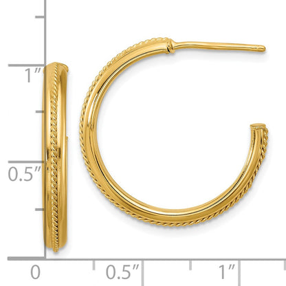 14K Gelbgold Poliert und Strukturiert Rund J Creolen
