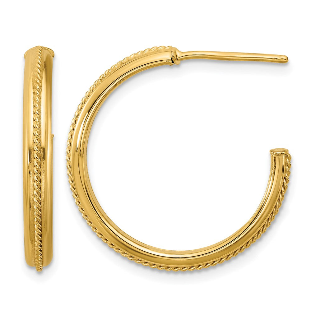 14K Gelbgold Poliert und Strukturiert Rund J Creolen