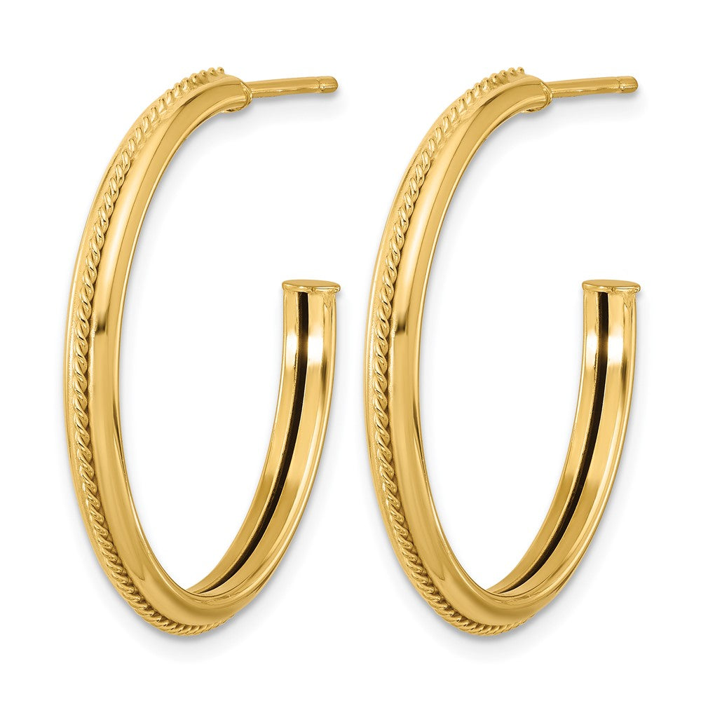 14K Gelbgold Poliert und Strukturiert Rund J Creolen