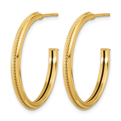 14K Gelbgold Poliert und Strukturiert Rund J Creolen