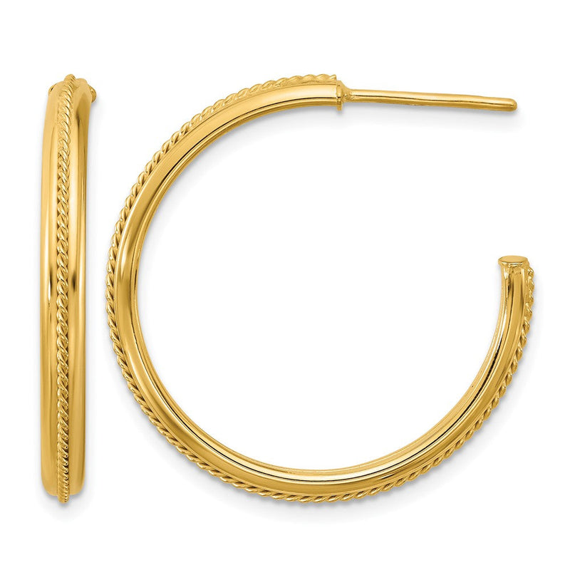 14K Gelbgold Poliert und Strukturiert Rund J Creolen