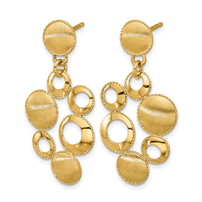 14K Gelbgold Leslie' Poliert und Satiniert Kreise Stecker Ohrhänger