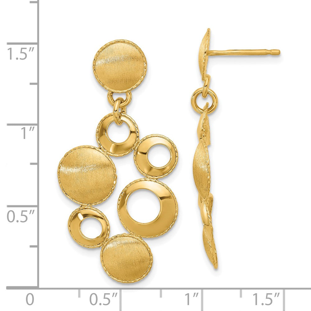 14K Gelbgold Leslie' Poliert und Satiniert Kreise Stecker Ohrhänger