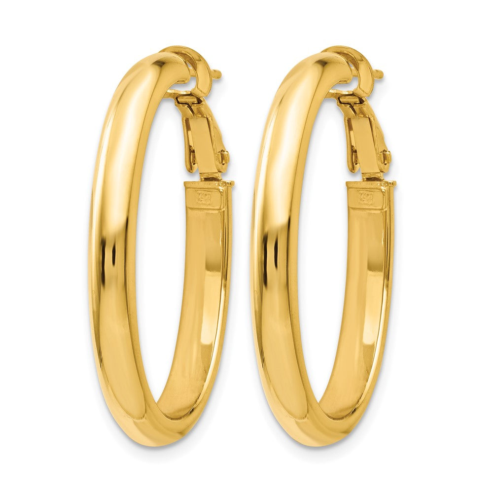 14K Gelbgold Poliert Oval Creolen
