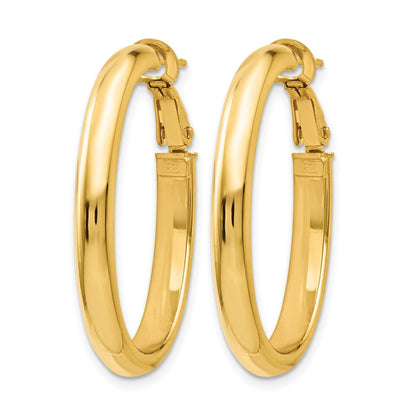 14K Gelbgold Poliert Oval Creolen