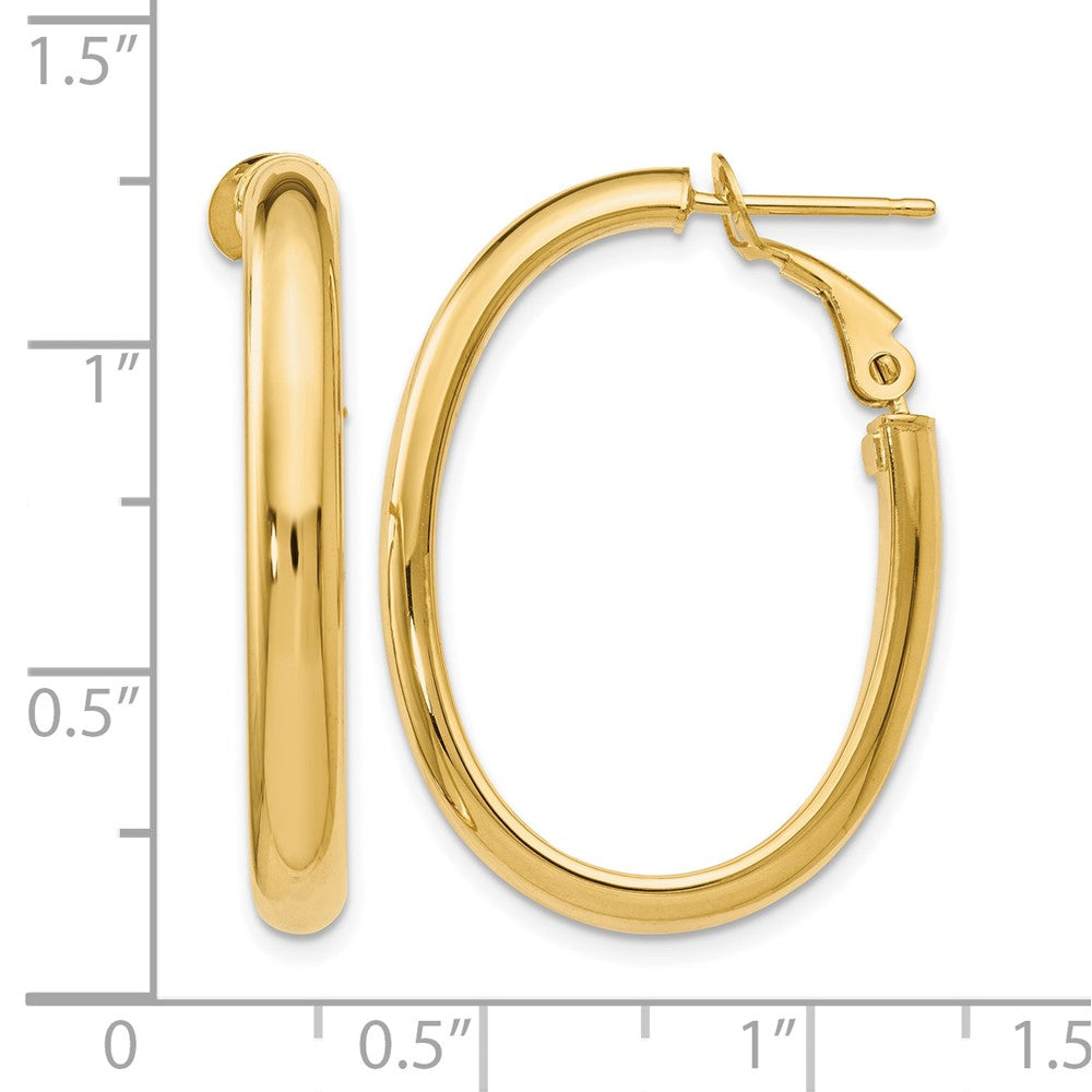 14K Gelbgold Poliert Oval Creolen