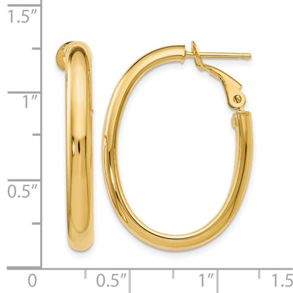 14K Gelbgold Poliert Oval Creolen