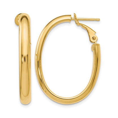 14K Gelbgold Poliert Oval Creolen