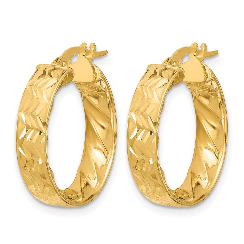 14K Gelbgold Poliert und Diamantiert Creolen