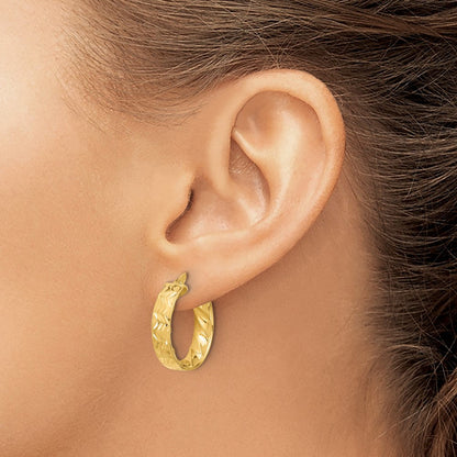 14K Gelbgold Poliert und Diamantiert Creolen