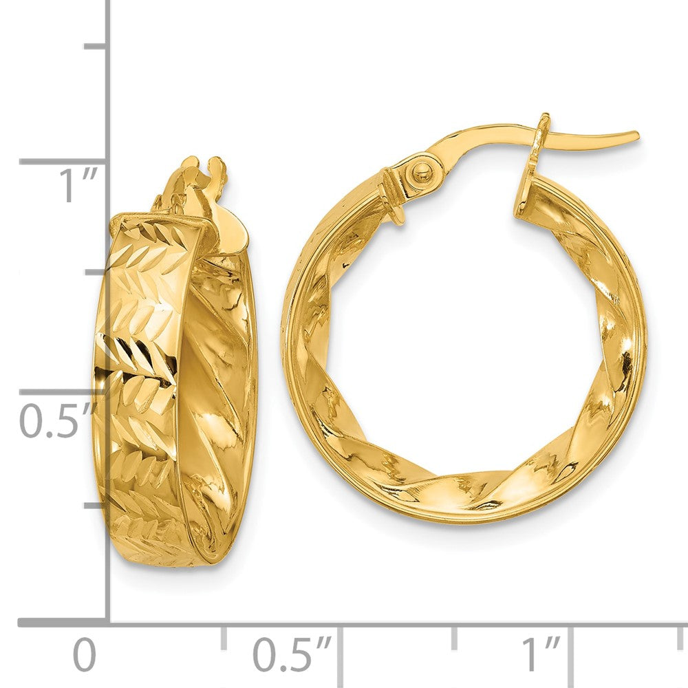 14K Gelbgold Poliert und Diamantiert Creolen