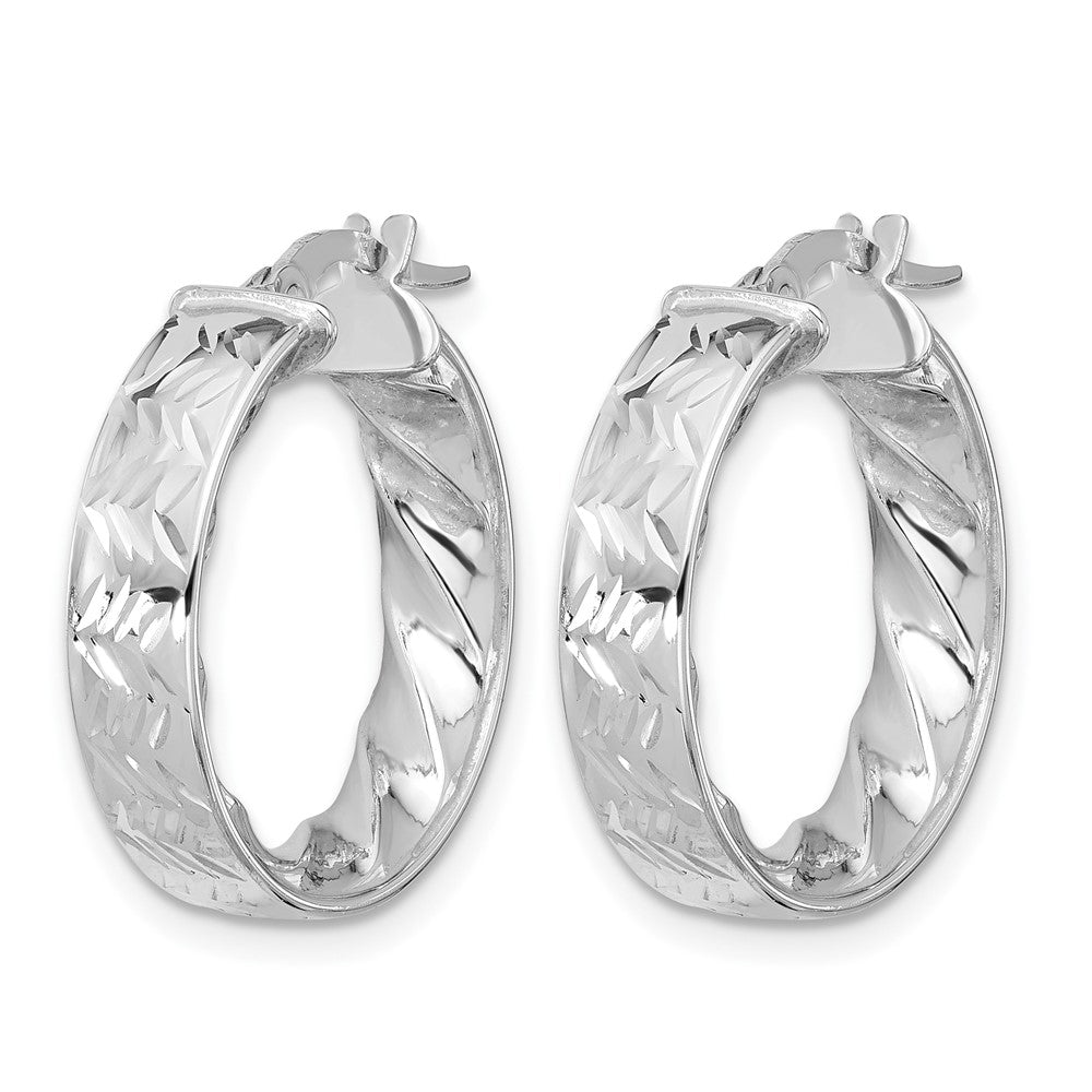 14K Gelb & Rhodium mit Weiß Beschichtung Poliert und Diamantiert Creolen