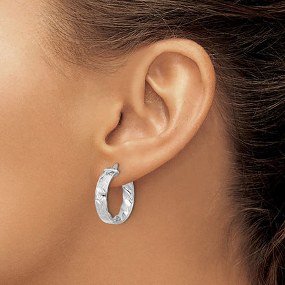 14K Gelb & Rhodium mit Weiß Beschichtung Poliert und Diamantiert Creolen