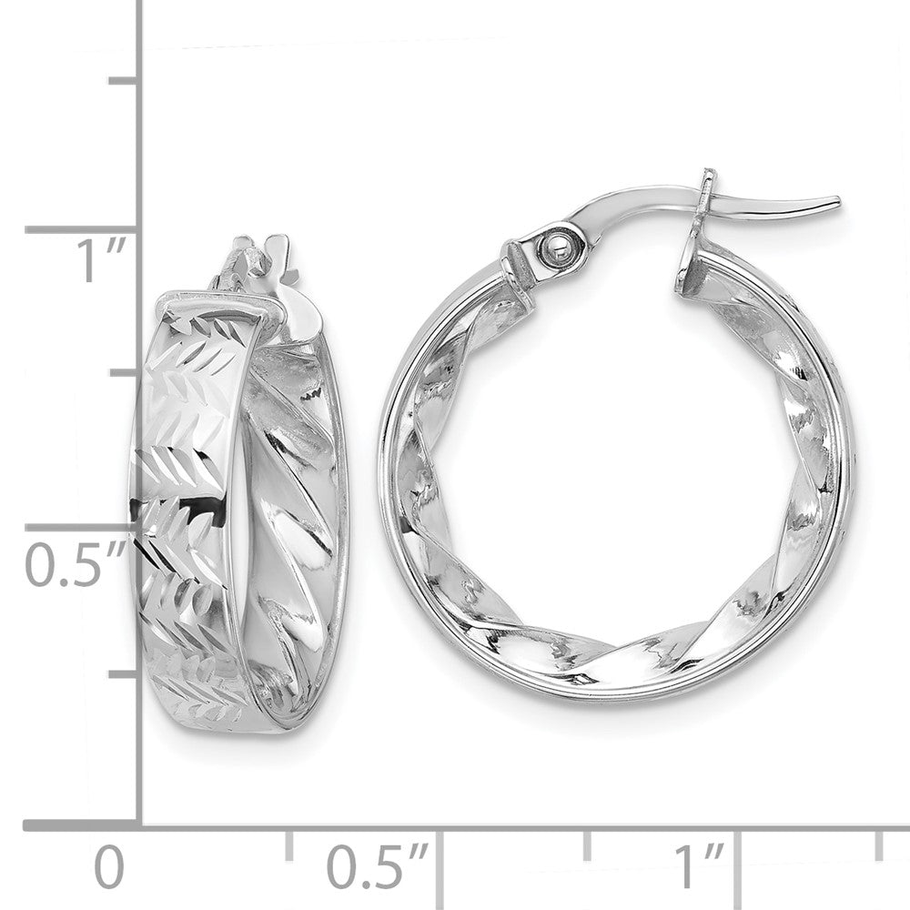14K Gelb & Rhodium mit Weiß Beschichtung Poliert und Diamantiert Creolen