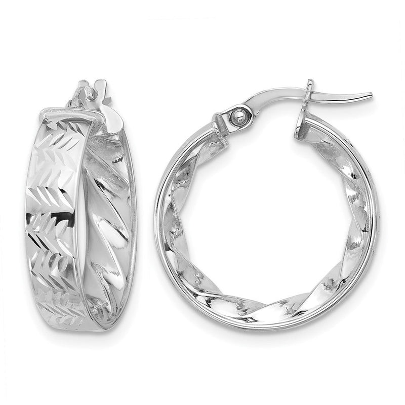 14K Gelb & Rhodium mit Weiß Beschichtung Poliert und Diamantiert Creolen