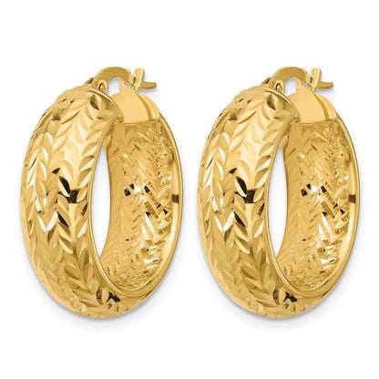 14K Gelbgold Poliert und Diamantiert Creolen