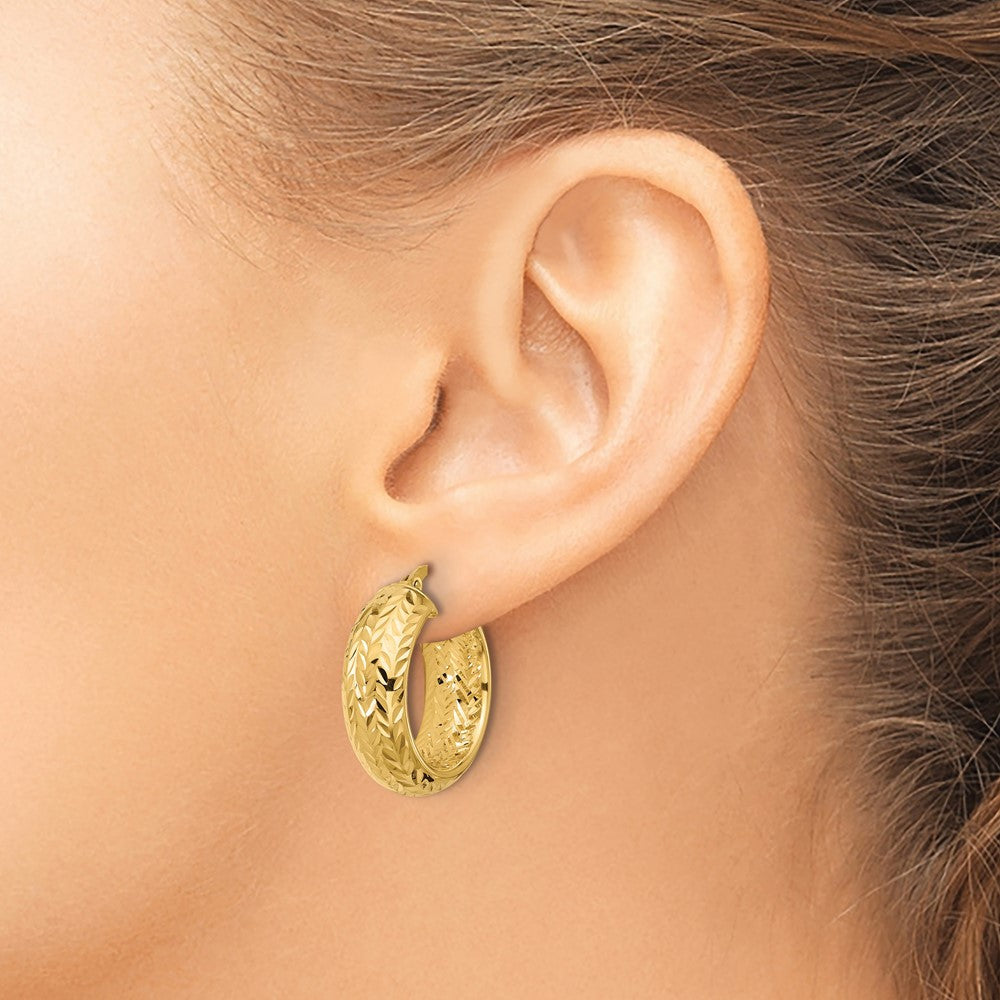 14K Gelbgold Poliert und Diamantiert Creolen