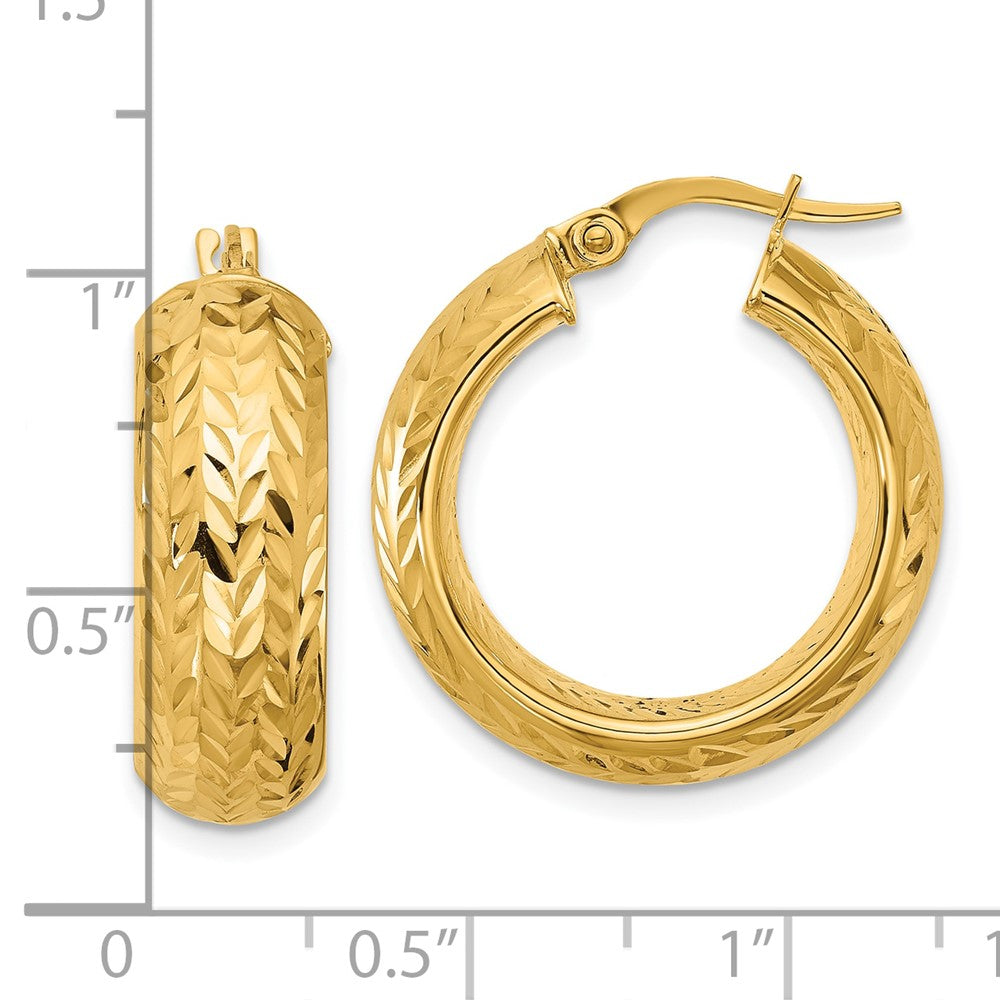 14K Gelbgold Poliert und Diamantiert Creolen