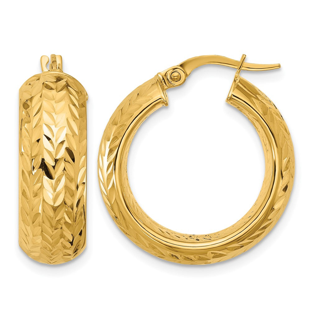 14K Gelbgold Poliert und Diamantiert Creolen