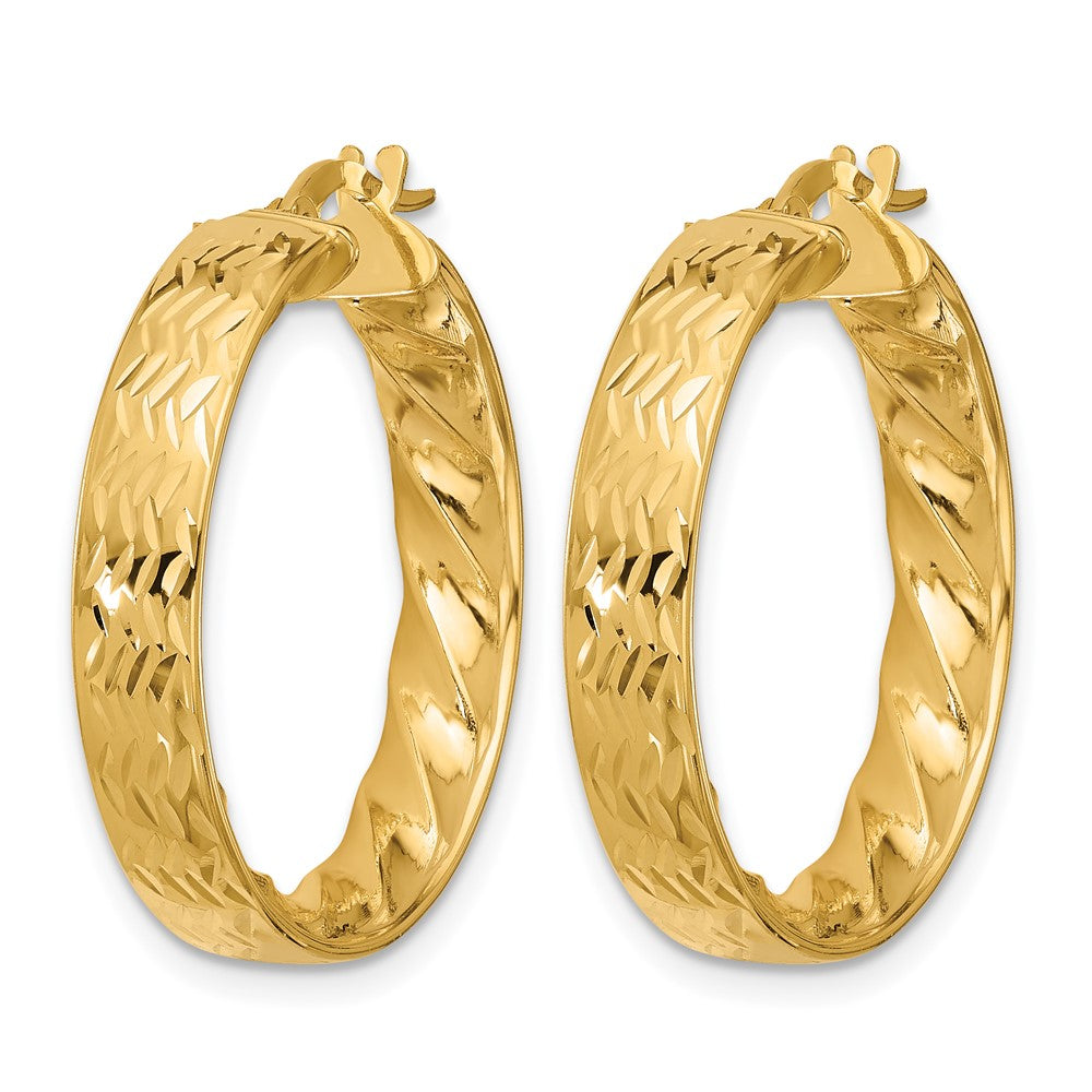 14K Gelbgold Poliert und Diamantiert Creolen