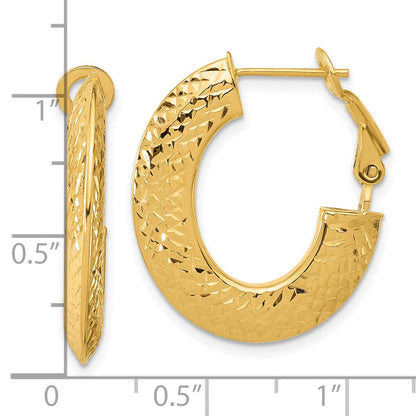 14K Gelbgold Poliert und Diamantiert Messer Kante Omega Rückseite Creolen