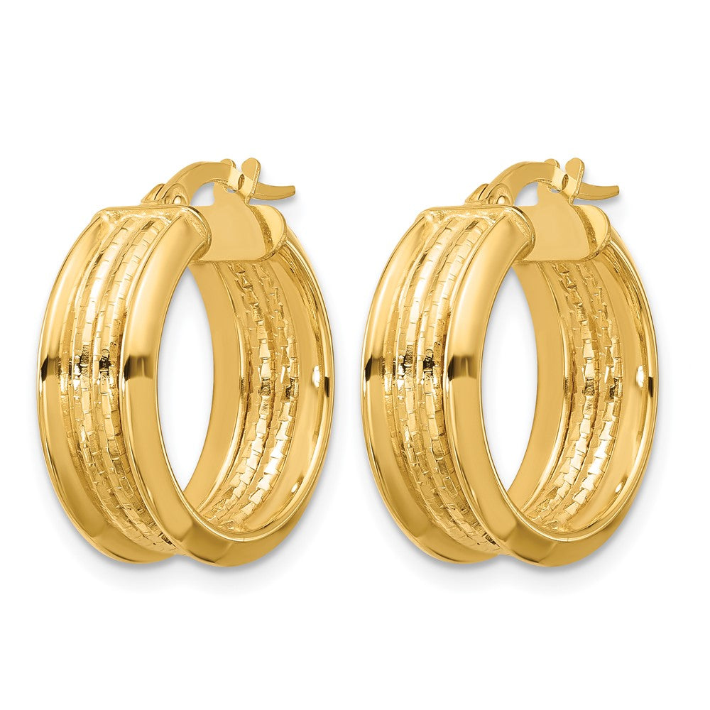 14K Gelbgold Poliert und Strukturiert Creolen