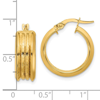 14K Gelbgold Poliert und Strukturiert Creolen