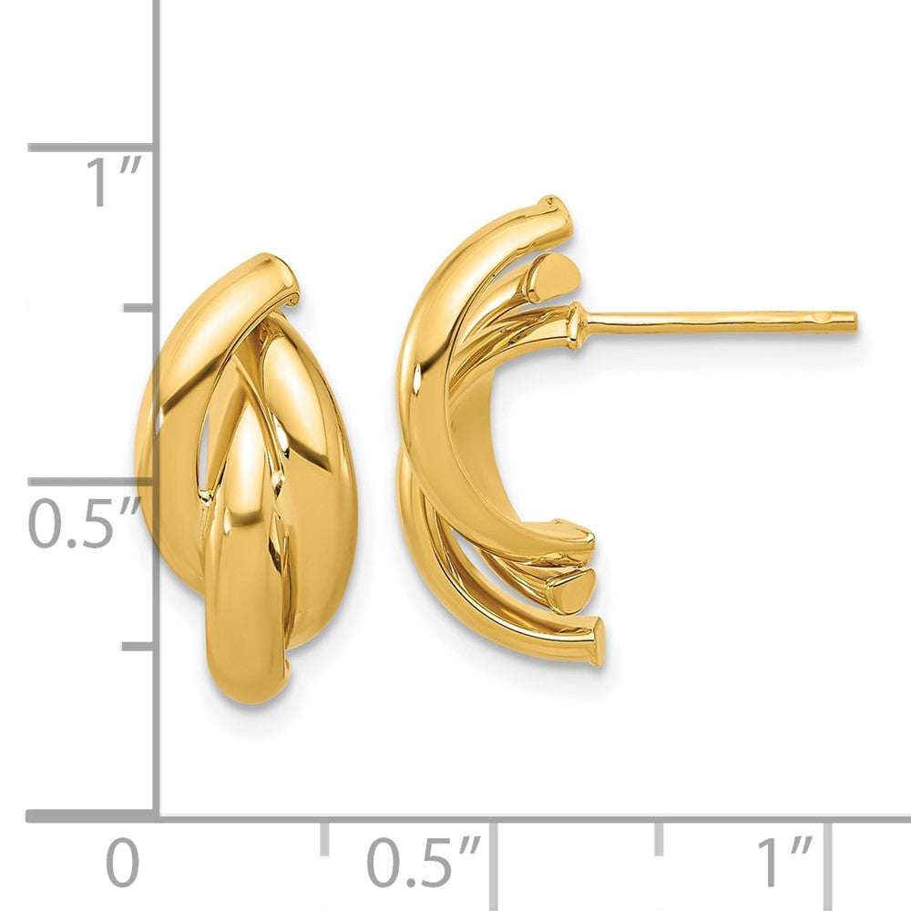 14K Gelbgold Poliert Gedreht Ohrstecker