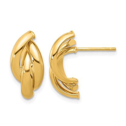 14K Gelbgold Poliert Gedreht Ohrstecker