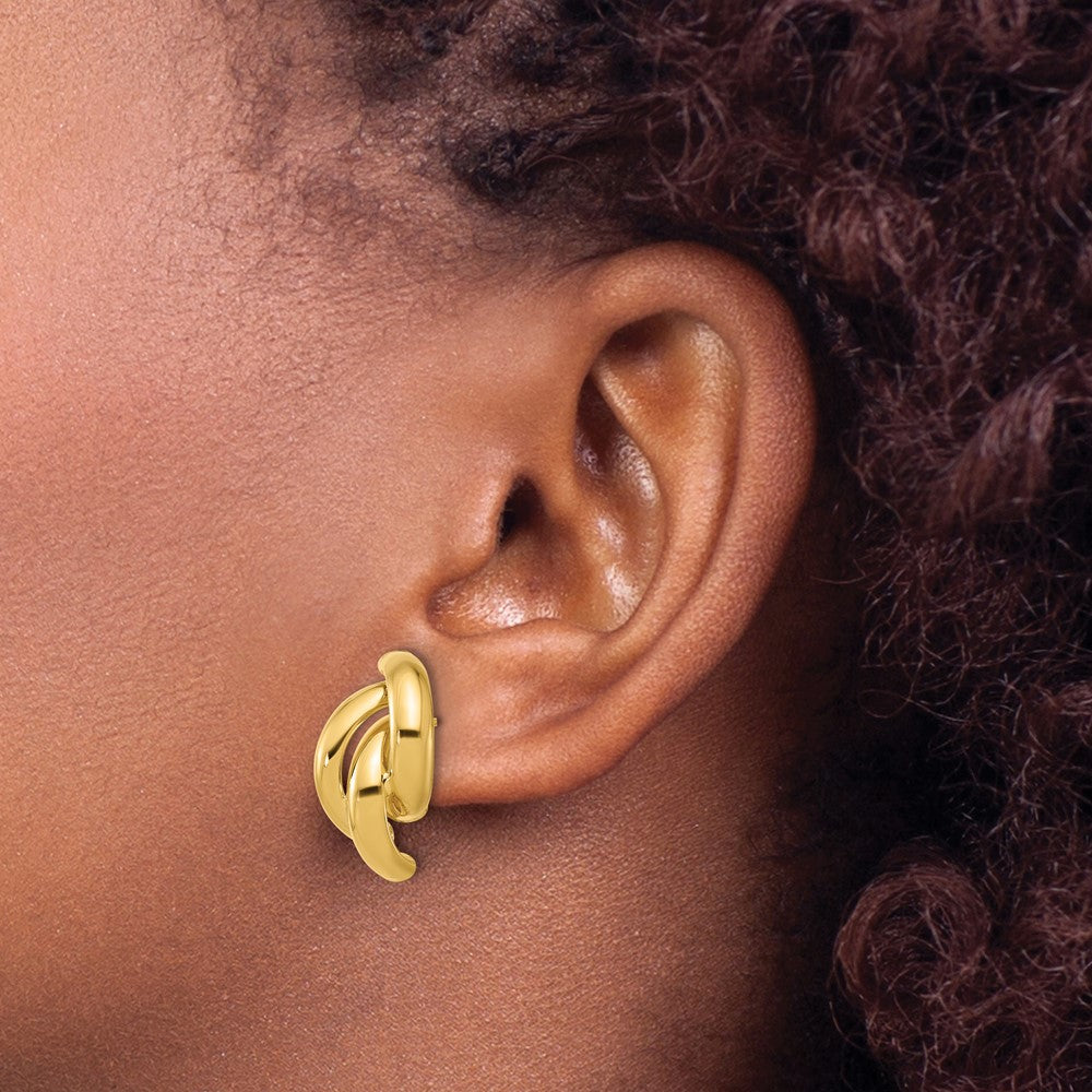 14K Gelbgold Poliert Gedreht Ohrstecker