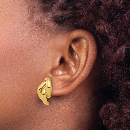 14K Gelbgold Poliert Gedreht Ohrstecker