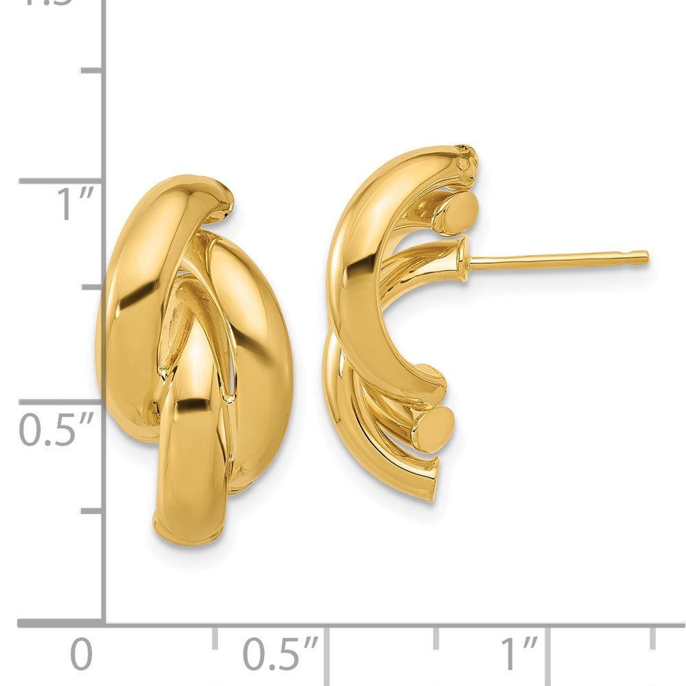 14K Gelbgold Poliert Gedreht Ohrstecker