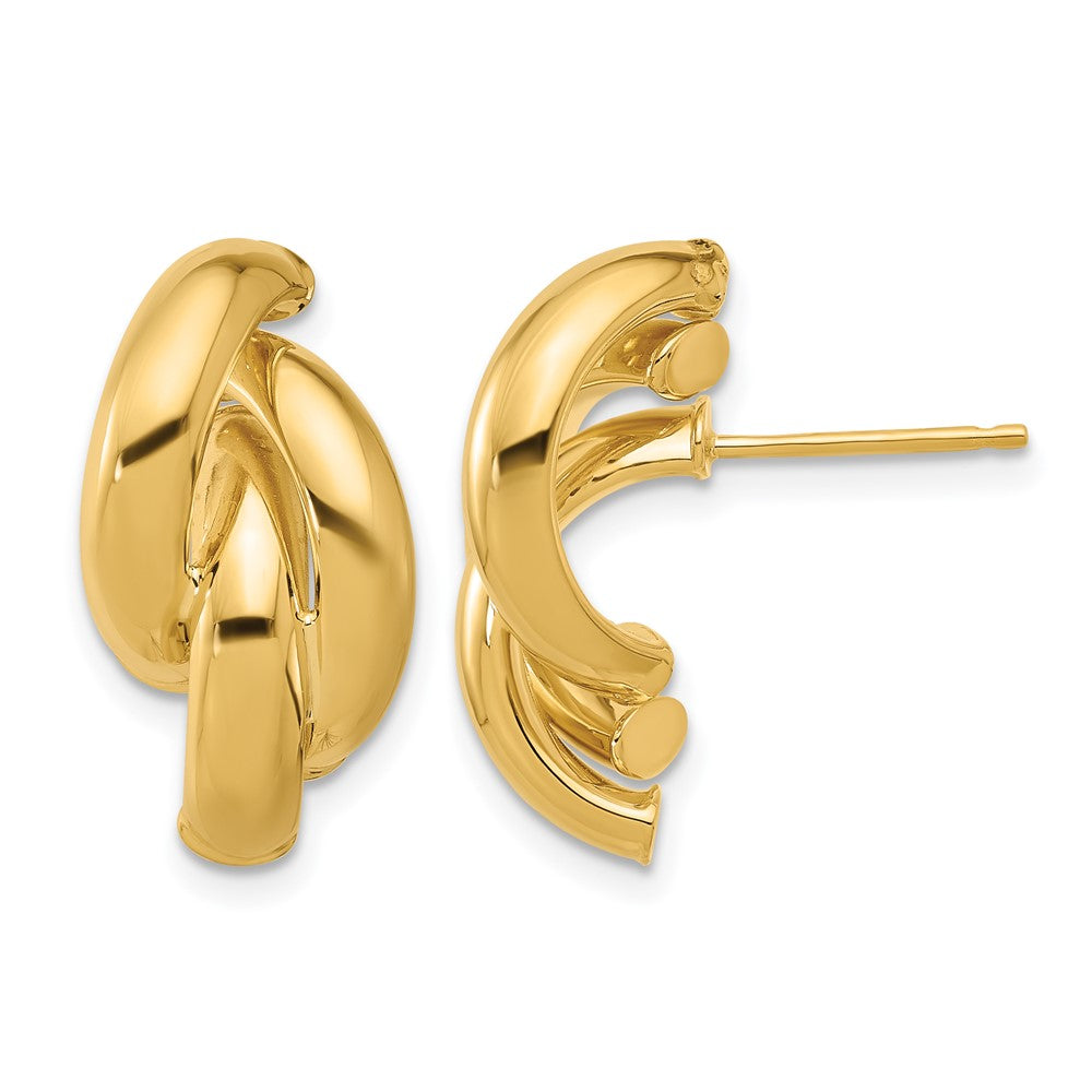 14K Gelbgold Poliert Gedreht Ohrstecker