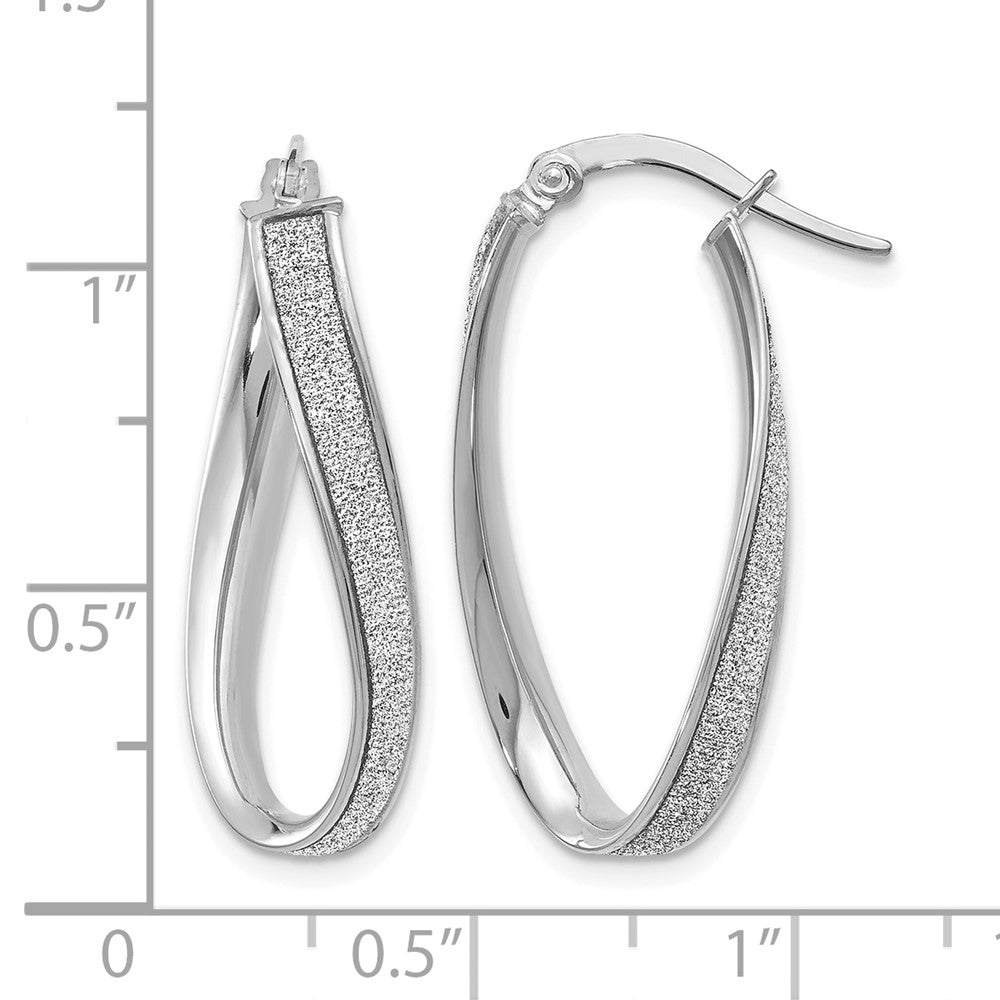 14K Weißgold Poliert Glimmer Infused Oval Creolen