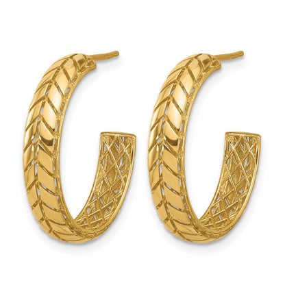 14K Gelbgold Poliert Design J Creole Gemustert Ohrringe