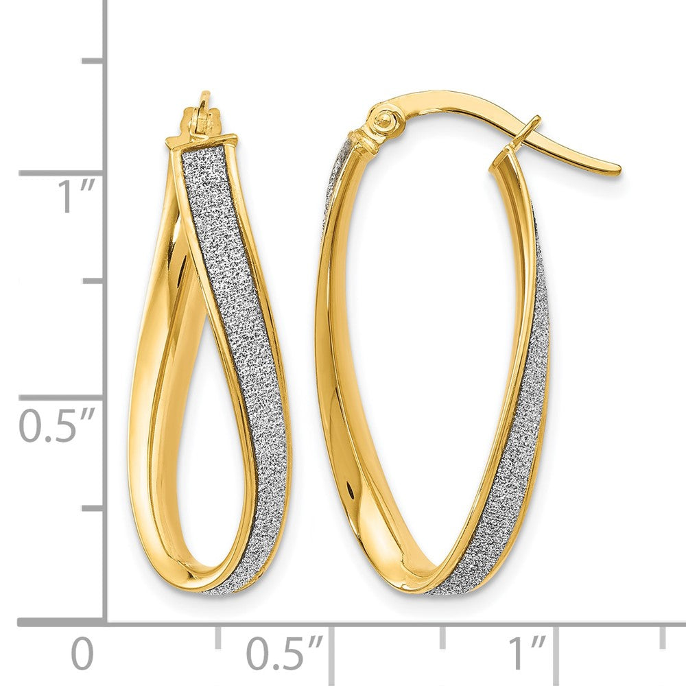 14K Gelbgold Poliert Glimmer Infused Oval Gedreht Creolen