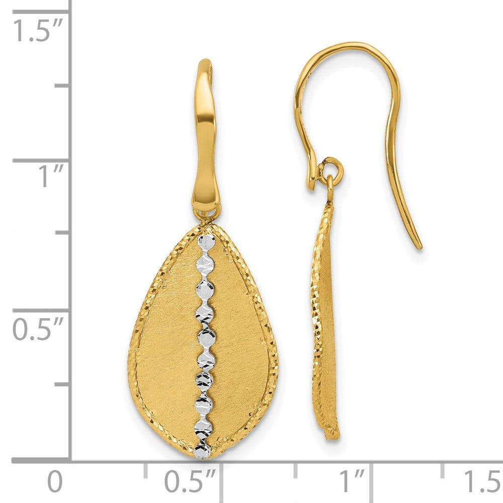 14K Bicolor Poliert und Satiniert Tropfen Ohrhänger