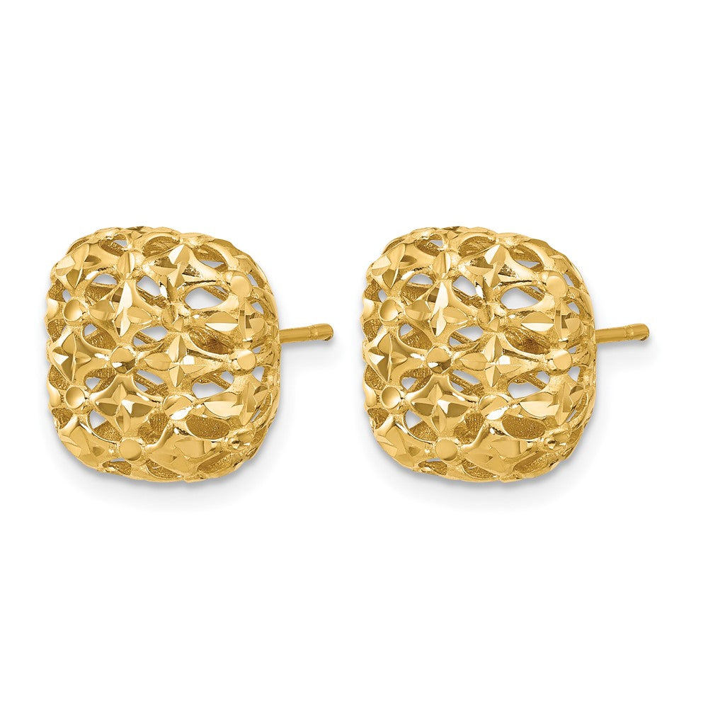 14K Gelbgold Poliert Gewölbt Quadratisch Ohrstecker