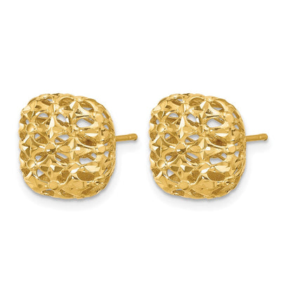 14K Gelbgold Poliert Gewölbt Quadratisch Ohrstecker