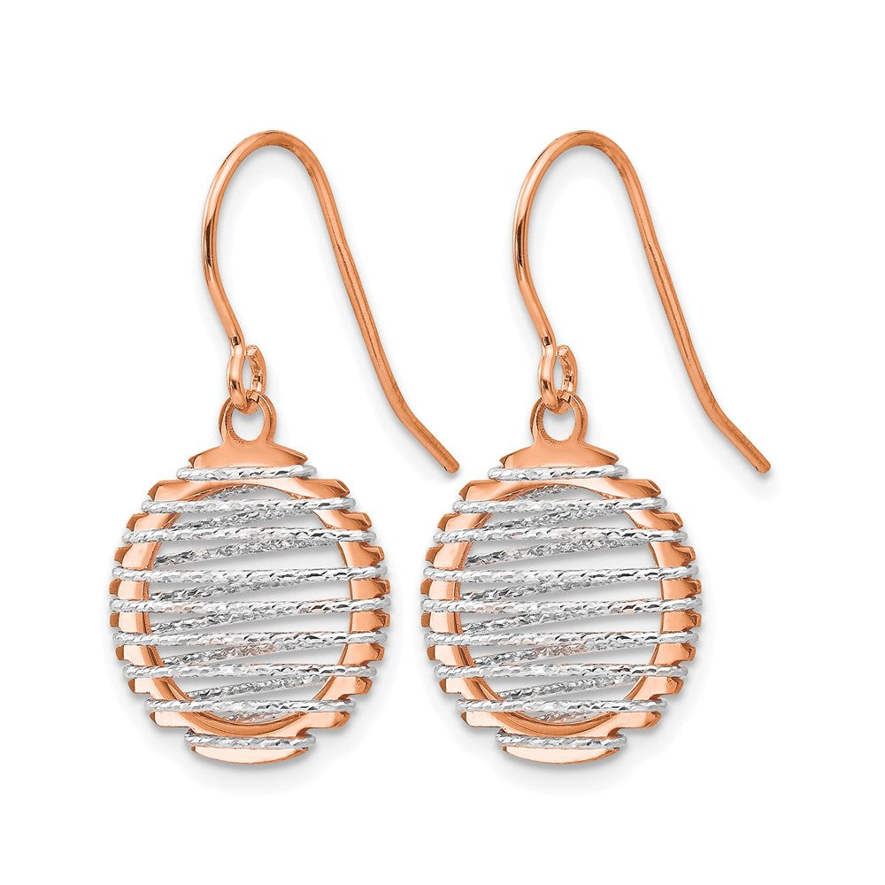 14K Weiß/ Roségold Bicolor Poliert Draht Wrapped Ohrhänger