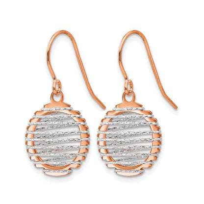 14K Weiß/ Roségold Bicolor Poliert Draht Wrapped Ohrhänger