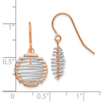 14K Weiß/ Roségold Bicolor Poliert Draht Wrapped Ohrhänger
