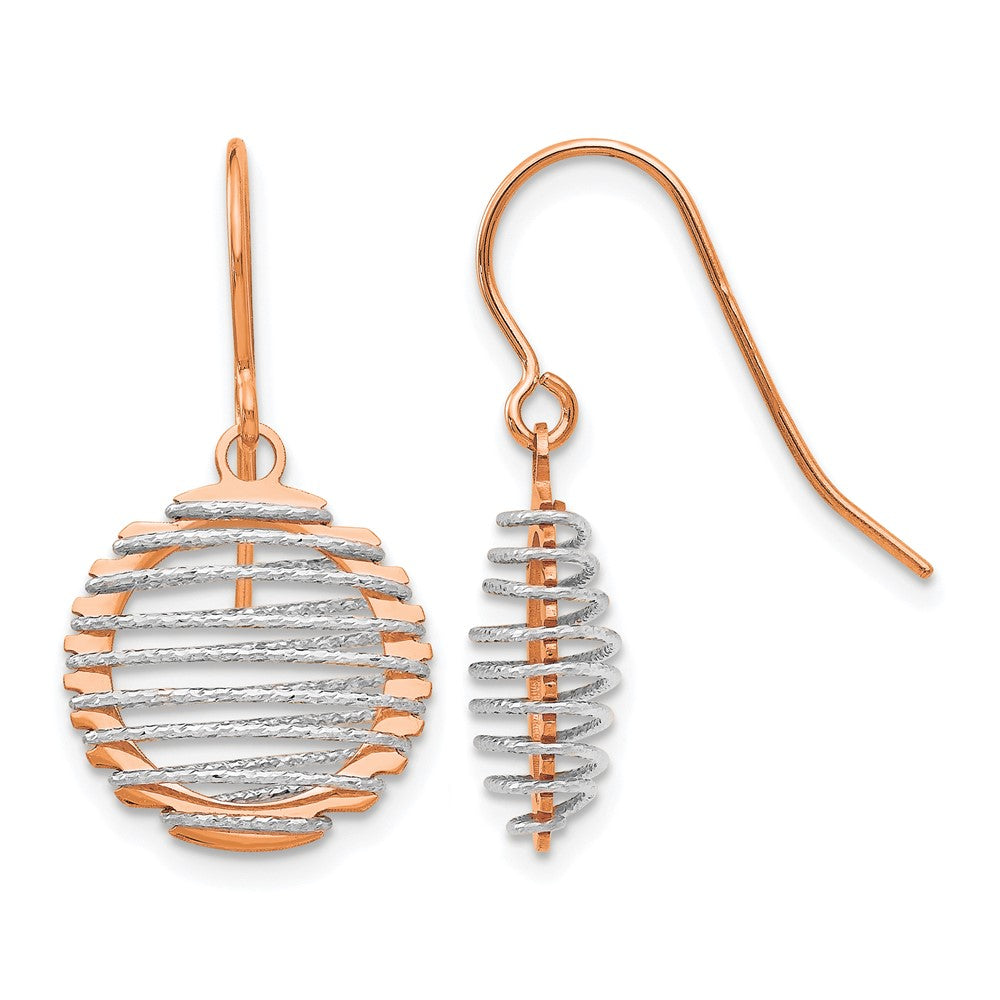 14K Weiß/ Roségold Bicolor Poliert Draht Wrapped Ohrhänger
