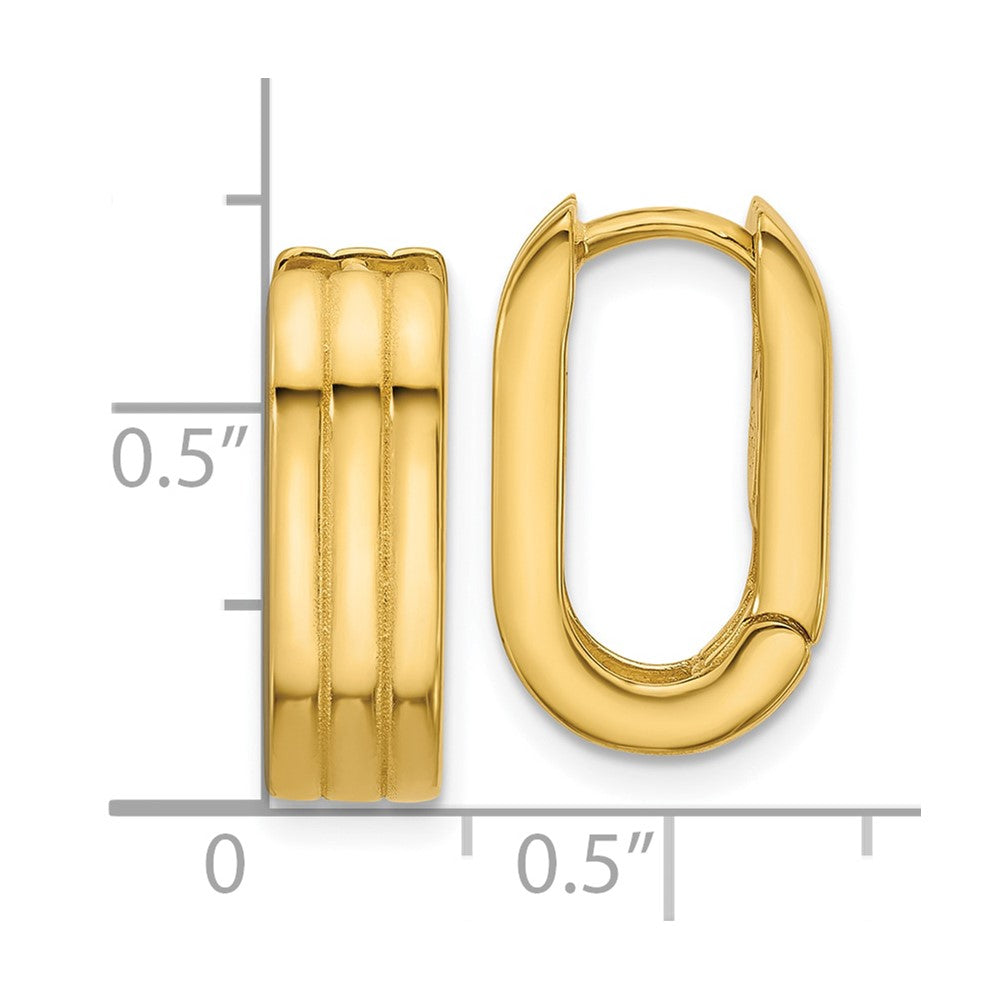 14K Gelbgold Poliert / Gerillt Klappbar Huggie Creolen