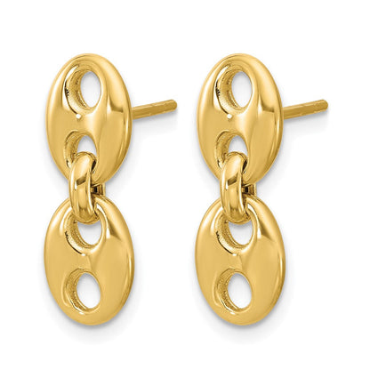 14K Gelbgold Poliert Hohl Hängend Ohrstecker
