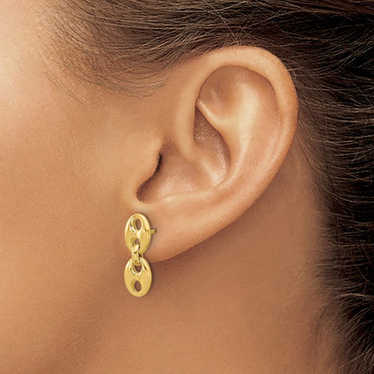 14K Gelbgold Poliert Hohl Hängend Ohrstecker